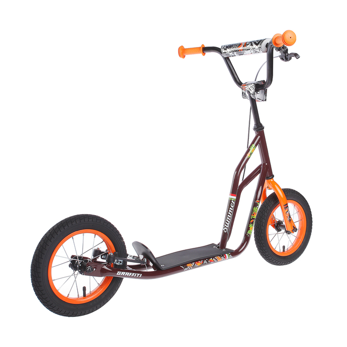 Самокат внедорожный 12" GRAFFITI Summer, цвет коричневый