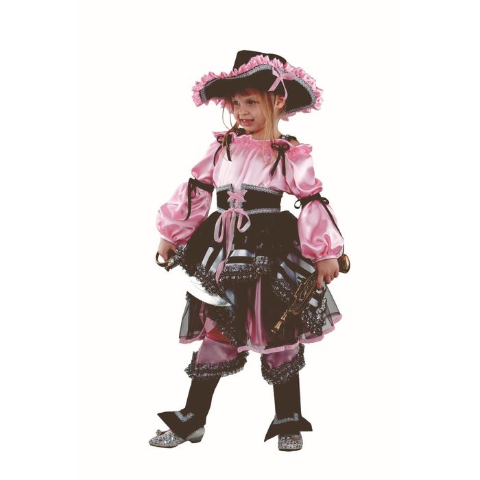 Карнавальный костюм «Пиратка», цвет цвет розовый, размер 32