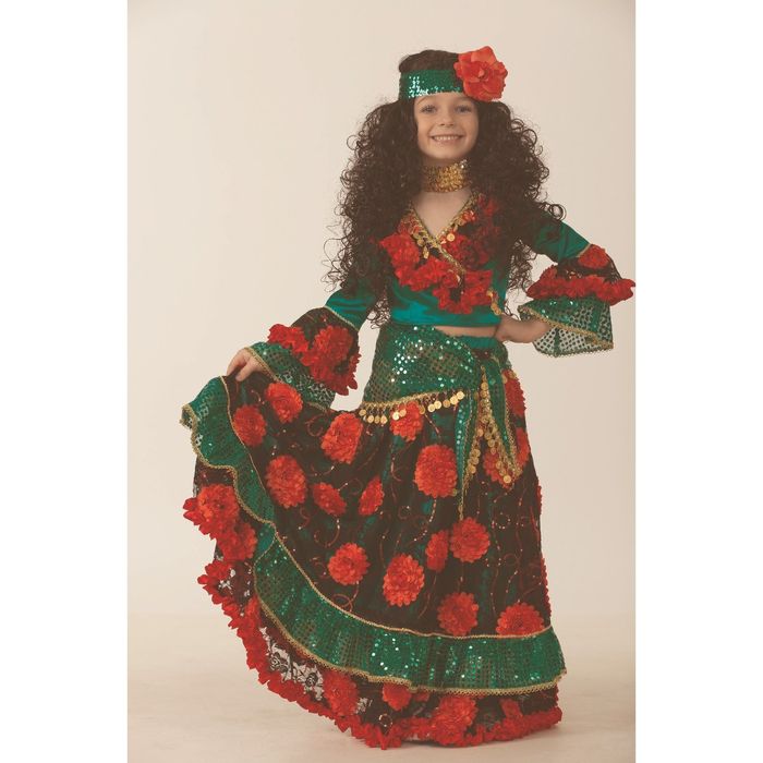Карнавальный костюм "Цыганка-гадалка" зелёная, размер 32 (5101-4)
