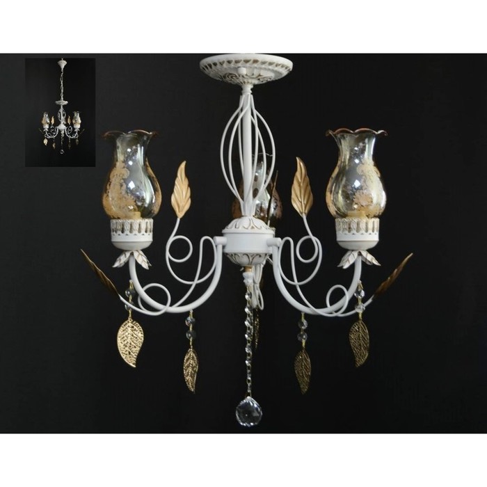 Люстра подвесная "Снежная" 3x40Вт E14 белый, золото 52x52x100см