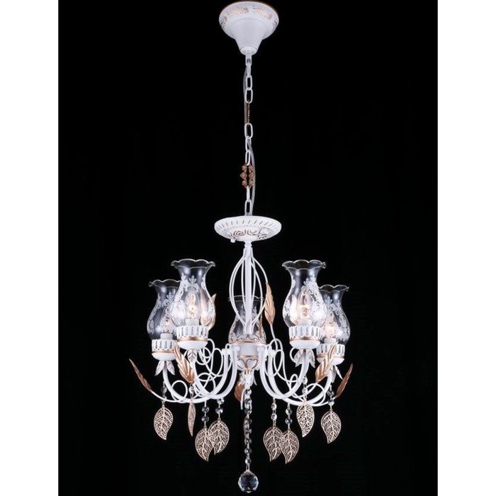 Люстра подвесная "Снежная" 5x40Вт E14 белый, золото 70x70x100см