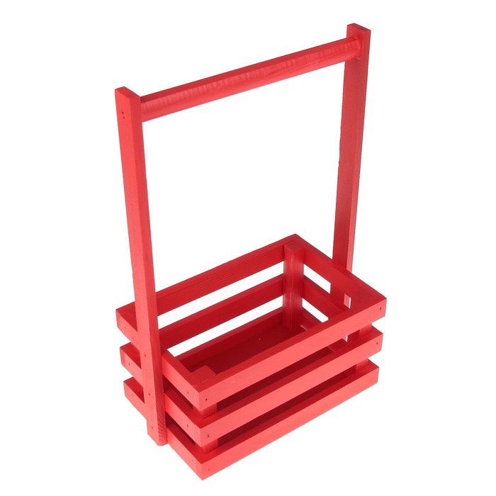 Ящик реечный для цветов и подарков с ручкой, малый (дл.20см;шир.13см;выс.34см) дерево, окраш   25945