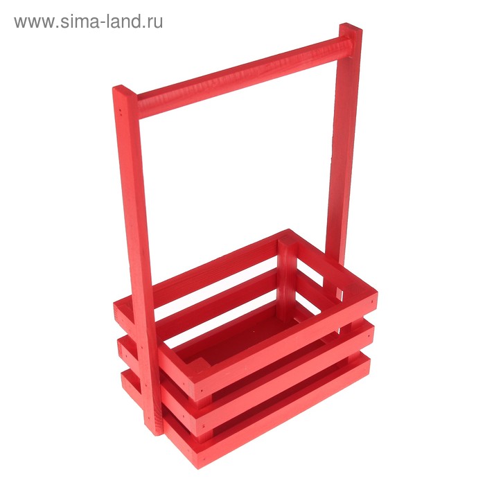 

Кашпо деревянное 20×13×34 см "Classic", трёхреечное, с ручкой, красный Дарим Красиво