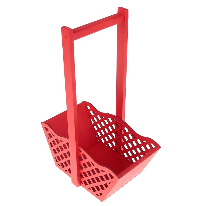Корзинка деревянная с решеткой 24х12,5х36см, красная