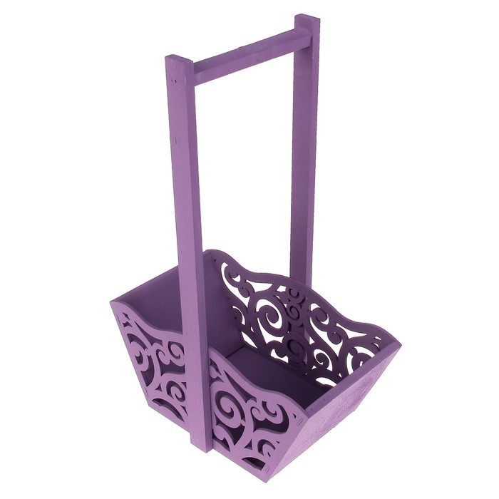 Ящик для цветов и подарков "Корзинка со вензелями", фиолетовый, 24х12.5х36см