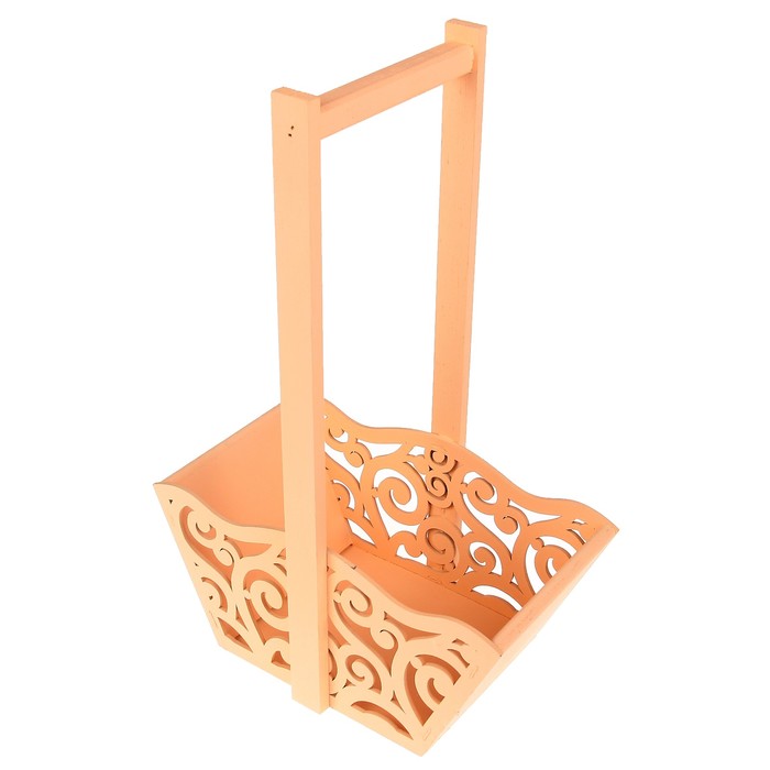 Ящик для цветов и подарков "Корзинка со вензелями", персиковый, 24х12.5х36см