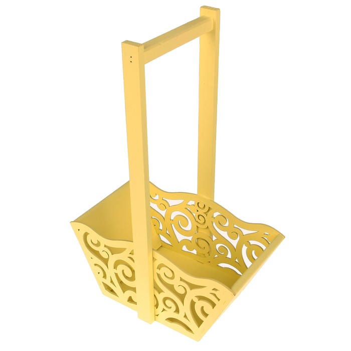 Ящик для цветов и подарков "Корзинка со вензелями", светло- жёлтый, 24х12.5х36см