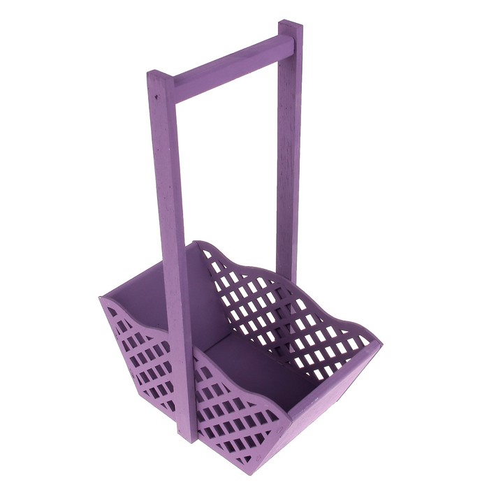 Ящик для цветов и подарков "Корзинка с решеткой", фиолетовый, 24х12.5х36см
