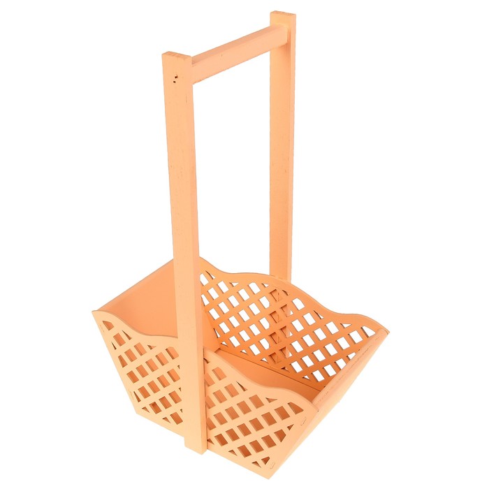 Ящик для цветов и подарков "Корзинка с решеткой", персиковый, 24х12.5х36см