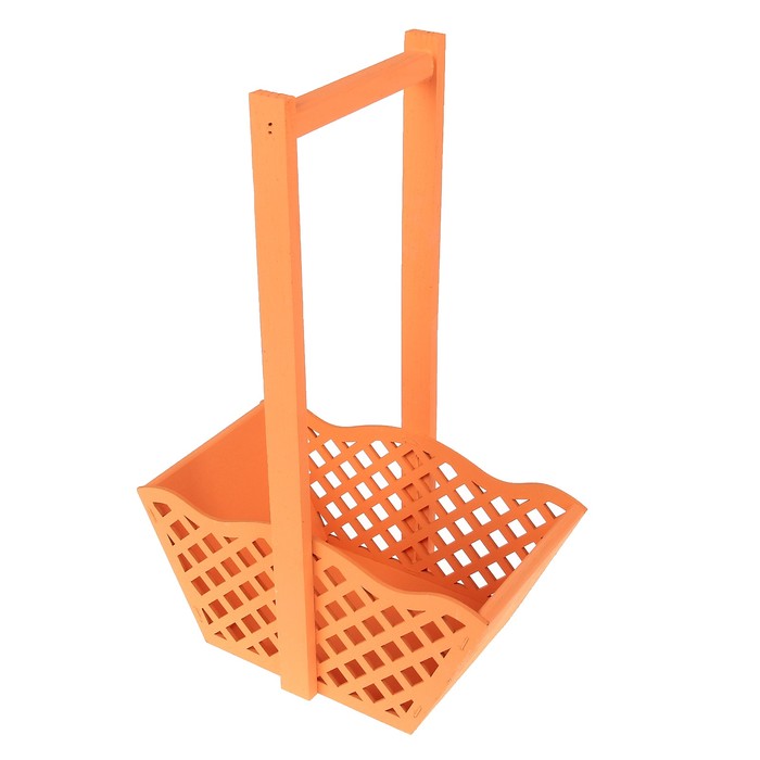 Ящик для цветов и подарков "Корзинка с решеткой", оранжевый, 24х12.5х36см