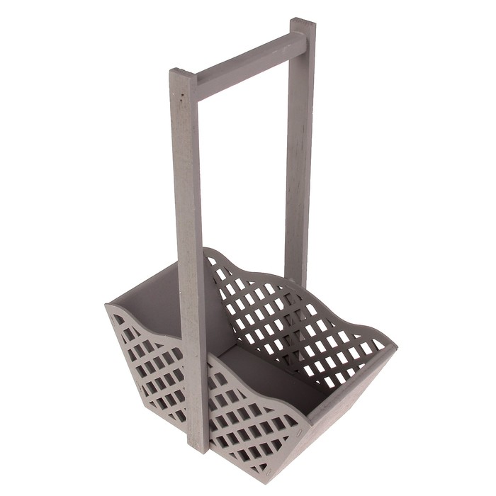Ящик для цветов и подарков "Корзинка с решеткой", светло- серый, 24х12.5х36см