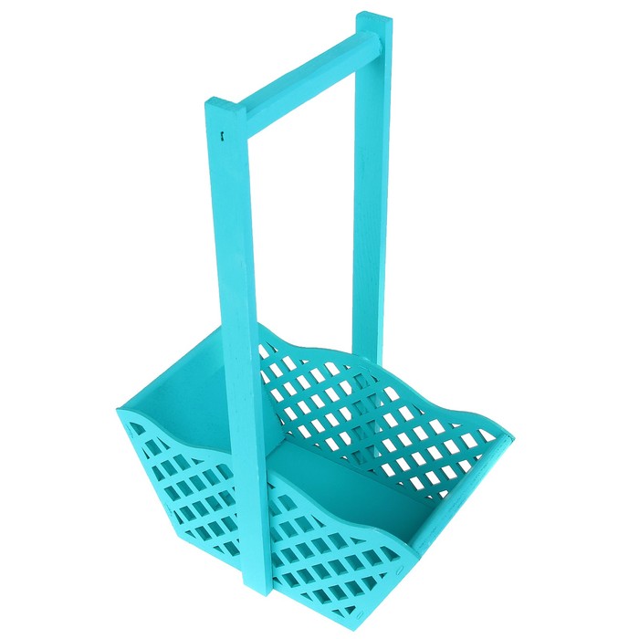 Ящик для цветов и подарков "Корзинка с решеткой", бирюзовый, 24х12.5х36см