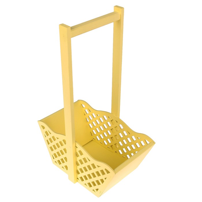 Ящик для цветов и подарков "Корзинка с решеткой", светло- жёлтый, 24х12.5х36см