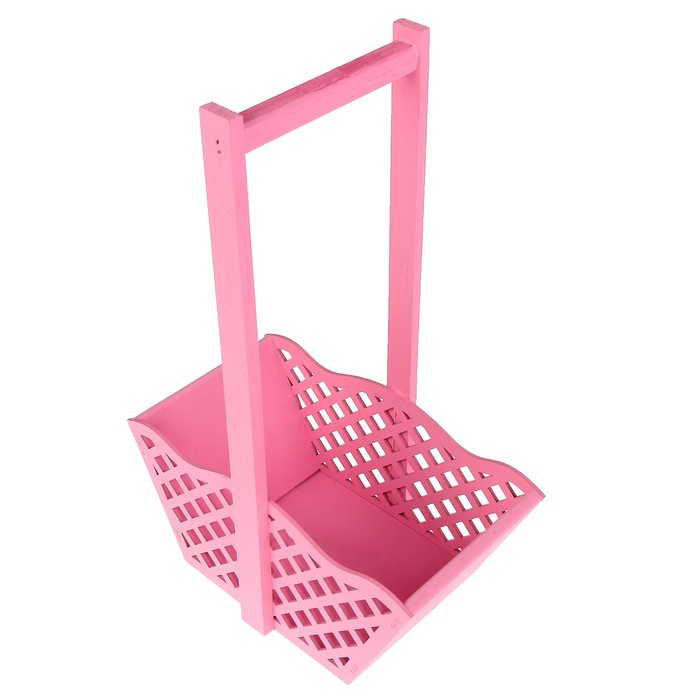Ящик для цветов и подарков "Корзинка с решеткой", розовый, 24х12.5х36см