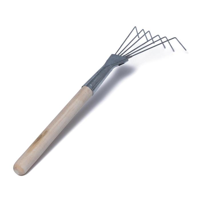 Грабли веерные, проволочные, 6 зубцов, длина 60 см, оцинкованная сталь, деревянная ручка