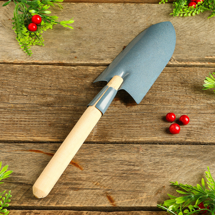 Совок посадочный, длина 34 см, толщина 0.8 мм, деревянная ручка