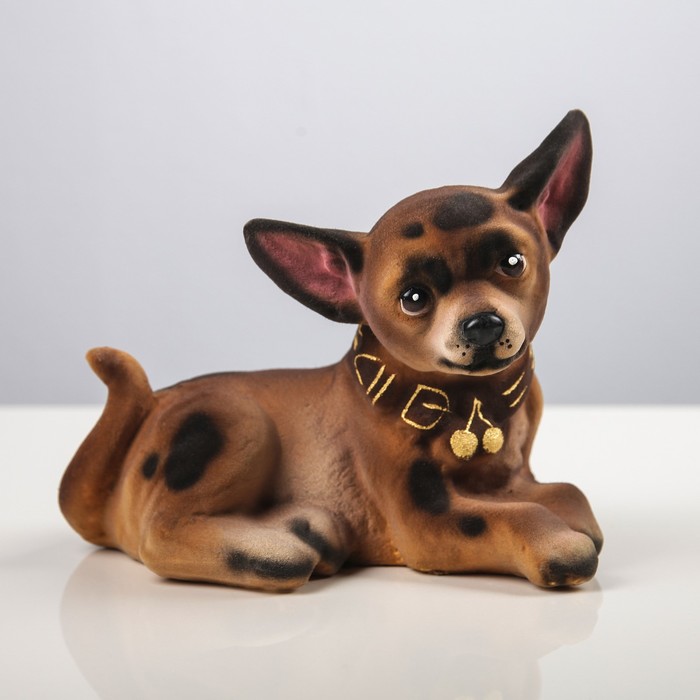 Копилка "Чихуа хуа" лежачий" флок бежевый