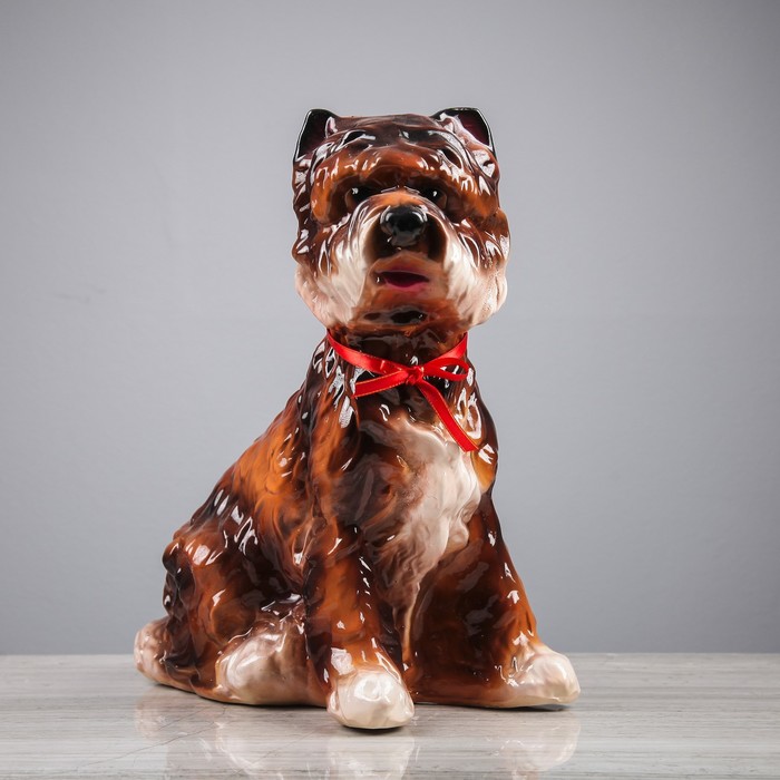 Копилка "СобакаКерн-Терьер" бело-коричневый Глянец