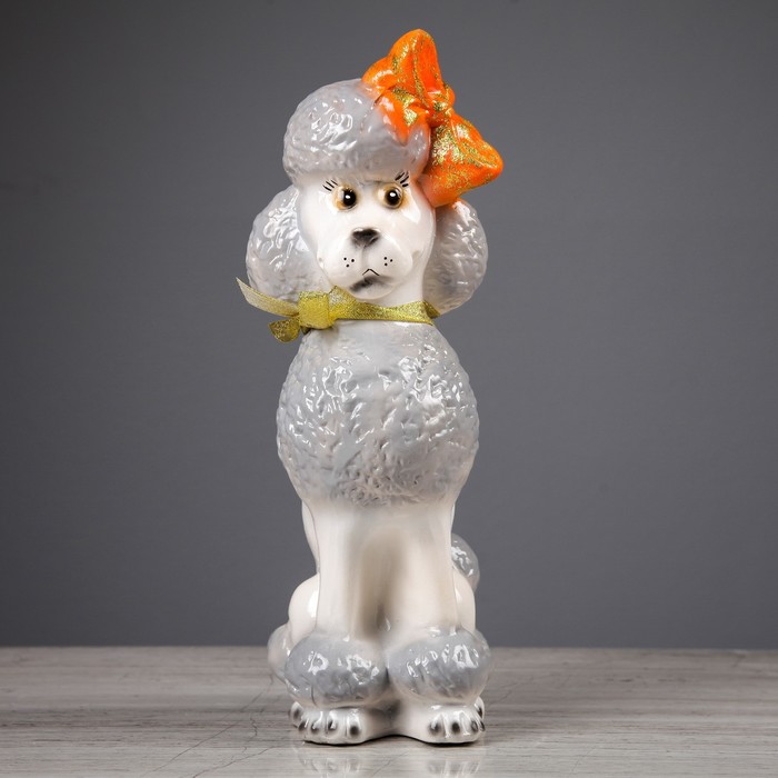 Копилка "Собака Пудель", глянец, серый