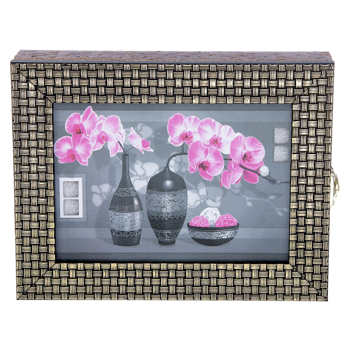 Ключница "Розовые орхидеи" багет  18х23х5 см