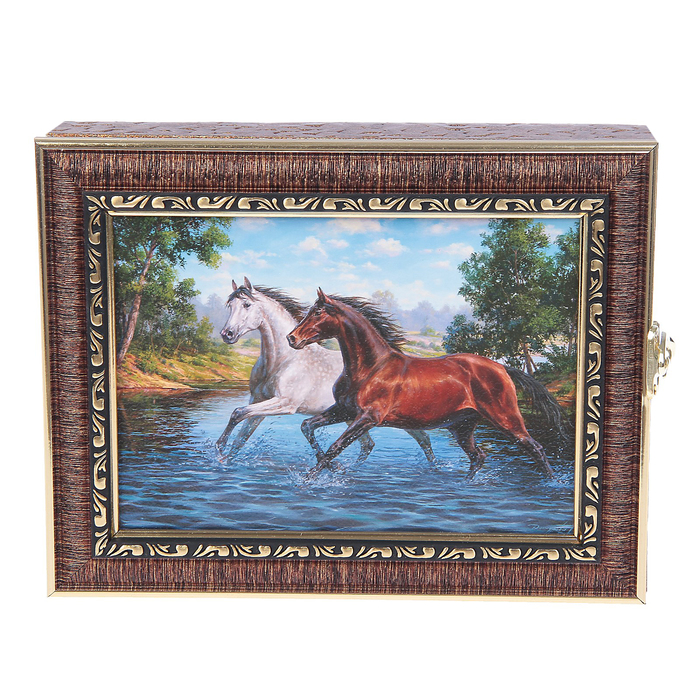 Ключница "Две лошади" багет 18х23х5 см