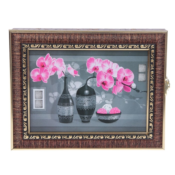 Ключница "Розовые орхидеи" багет 18х23х5 см