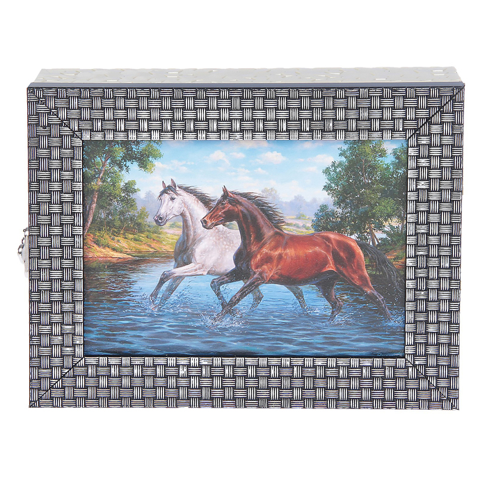 Ключница "Две лошади" багет  18х23х5 см