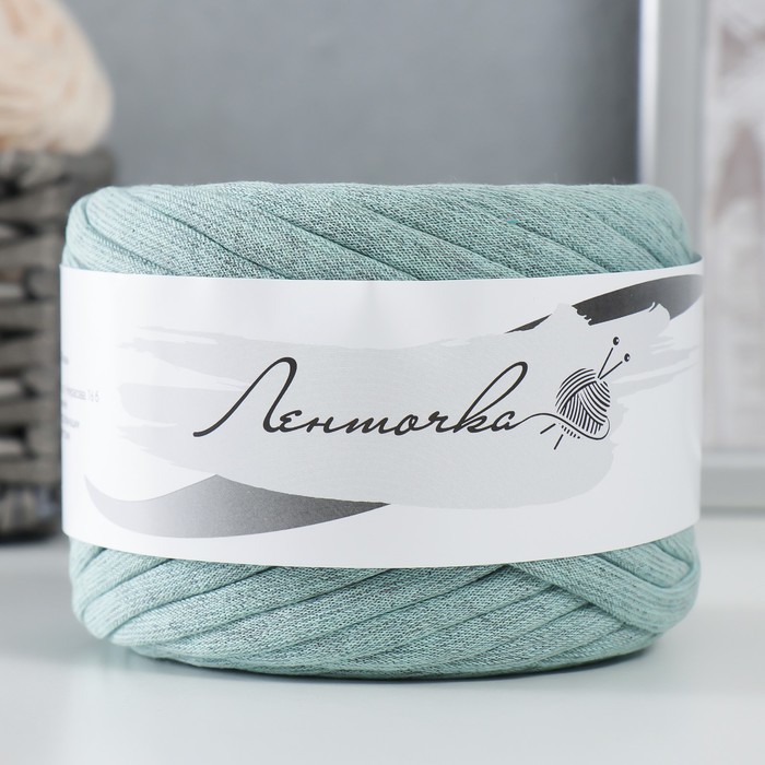 Пряжа трикотажная широкая 50м/160гр, ширина нити 7-9 мм  (ментолов. меланж)