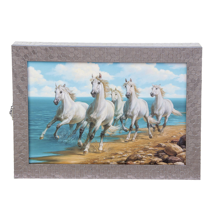 Ключница "Белые лошади" багет М3 24х34х5 см