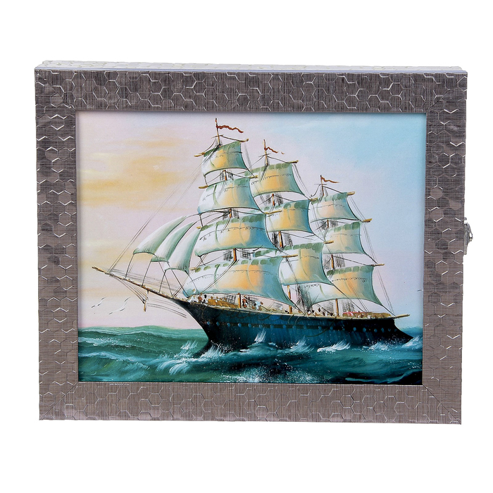 Ключница  "Корабль на волнах" багет  25х30х5 см