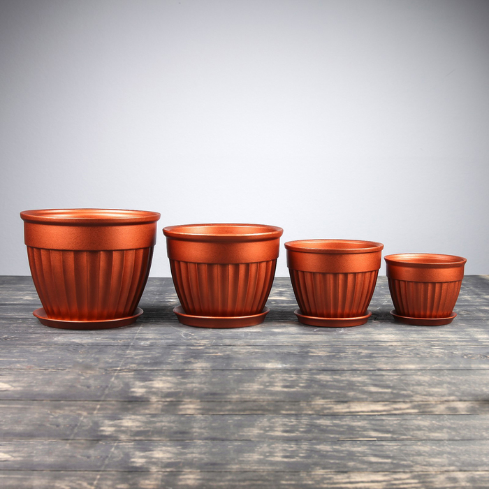 Набор кашпо 4 шт.: "Ромашка" бронза 3л/2л/1л/0,5л