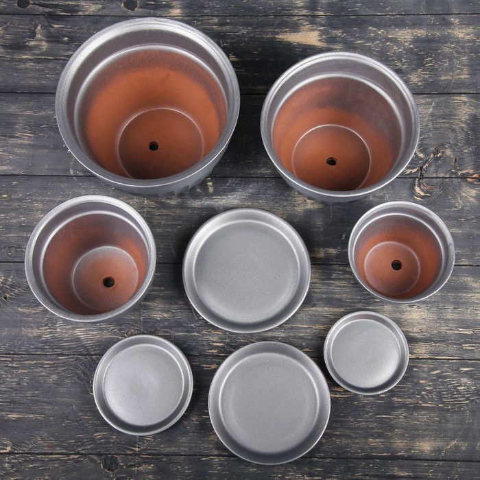 Набор кашпо 4 шт.: "Ромашка" перламутр черный лак 3л/2л/1л/0,5л