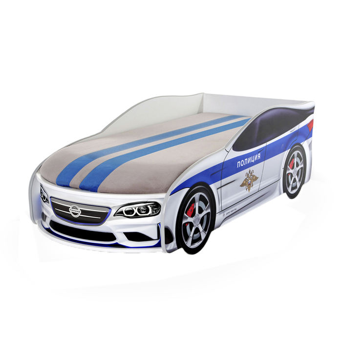 Кровать-машина "Форсаж мини", полиция, с подсветкой фар