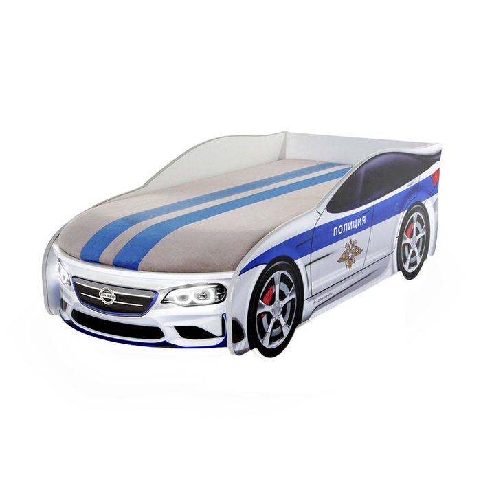 Кровать-машина "Форсаж мини", полиция, с подсветкой фар