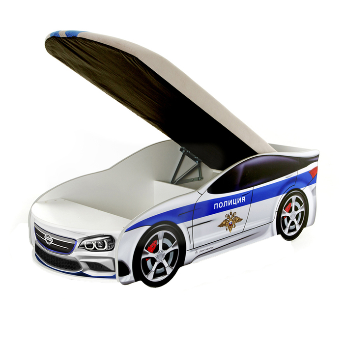 Кровать-машина "Форсаж мини", полиция, с подсветкой фар