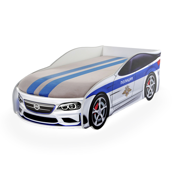Кровать-машина "Форсаж", полиция, с подсветкой фар