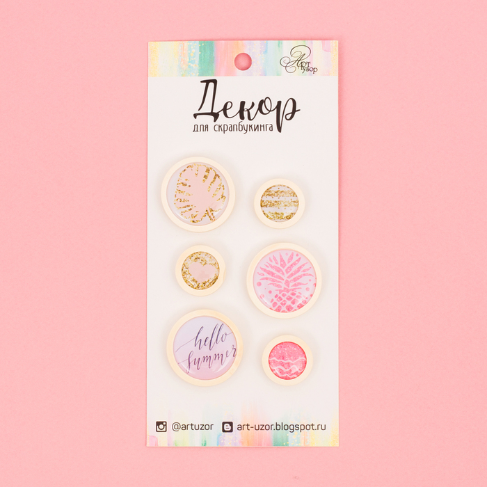 Декор для скрапбукинга Hello summer, 7,5 х 16 см