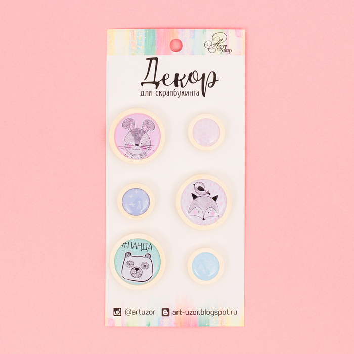 Декор для скрапбукинга «Милые зверушки», 7,5 х 16 см