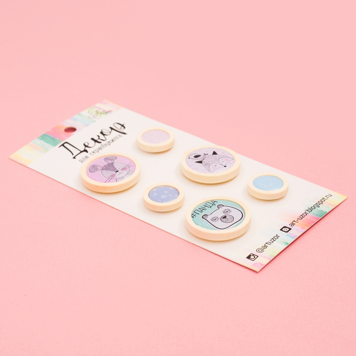 Декор для скрапбукинга «Милые зверушки», 7,5 х 16 см