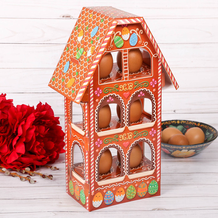 Подставка пасхальная на 6 яиц "Пряничный домик"