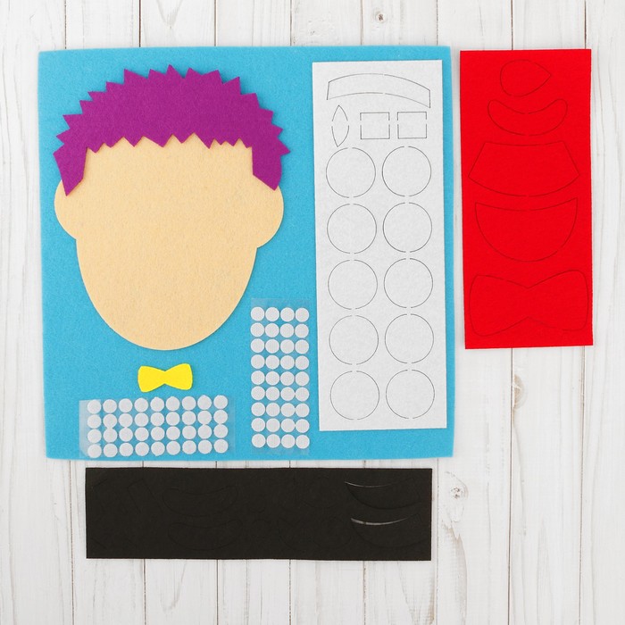 Развивающий коврик - создай лицо "Парень" из фетра