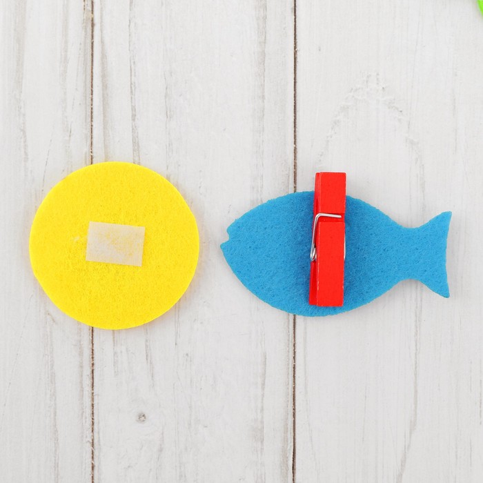 Развивающий коврик учим цифры "Рыбки с котом" из фетра + прищепки