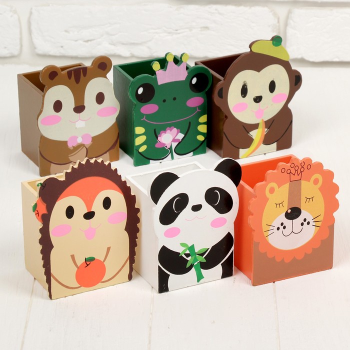 Карандашница &quot;Весёлые зверята&quot;, МИКС