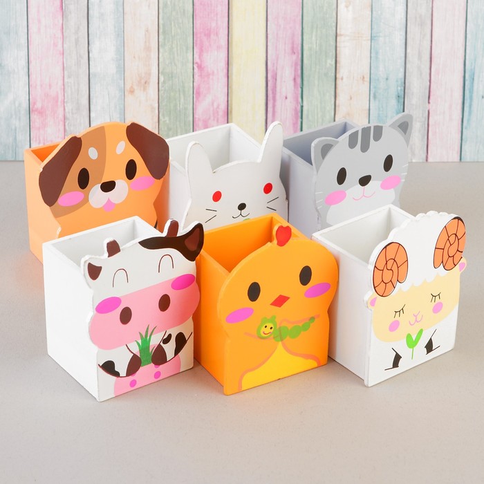 Карандашница "Весёлые зверята", МИКС