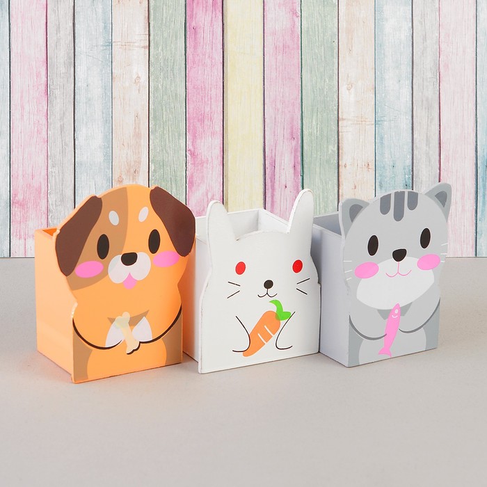 Карандашница "Весёлые зверята", МИКС