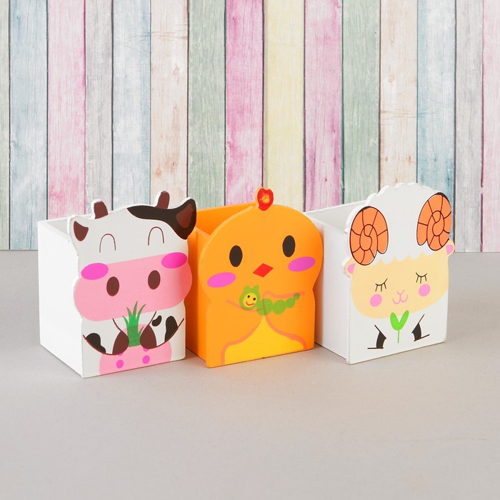 Карандашница "Весёлые зверята", МИКС