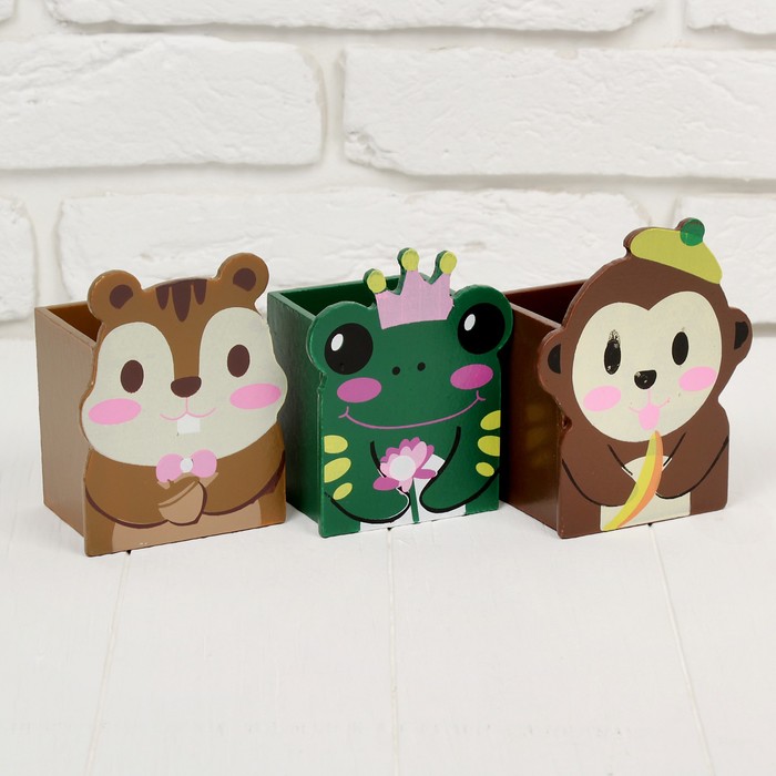 Карандашница "Весёлые зверята", МИКС