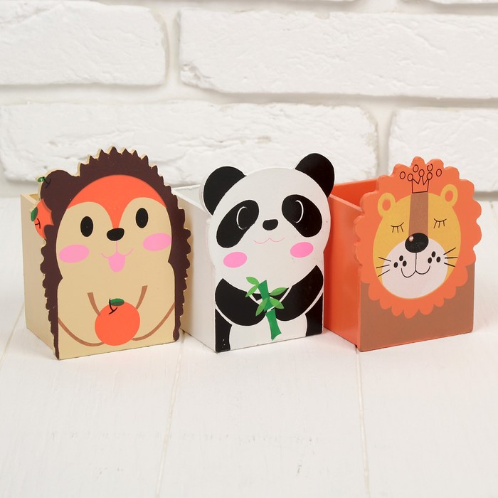 Карандашница "Весёлые зверята", МИКС