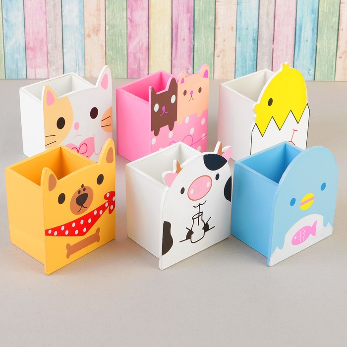 Карандашница "Милые зверята", МИКС