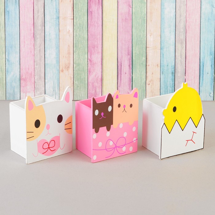 Карандашница "Милые зверята", МИКС